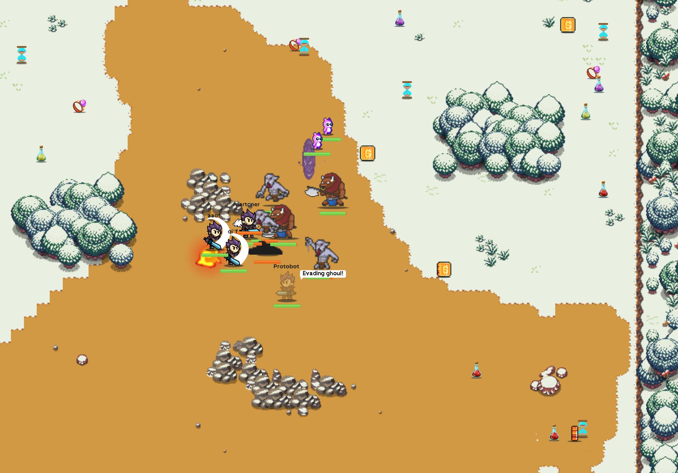 Survival mode gameplay with multiple enemies approaching the player